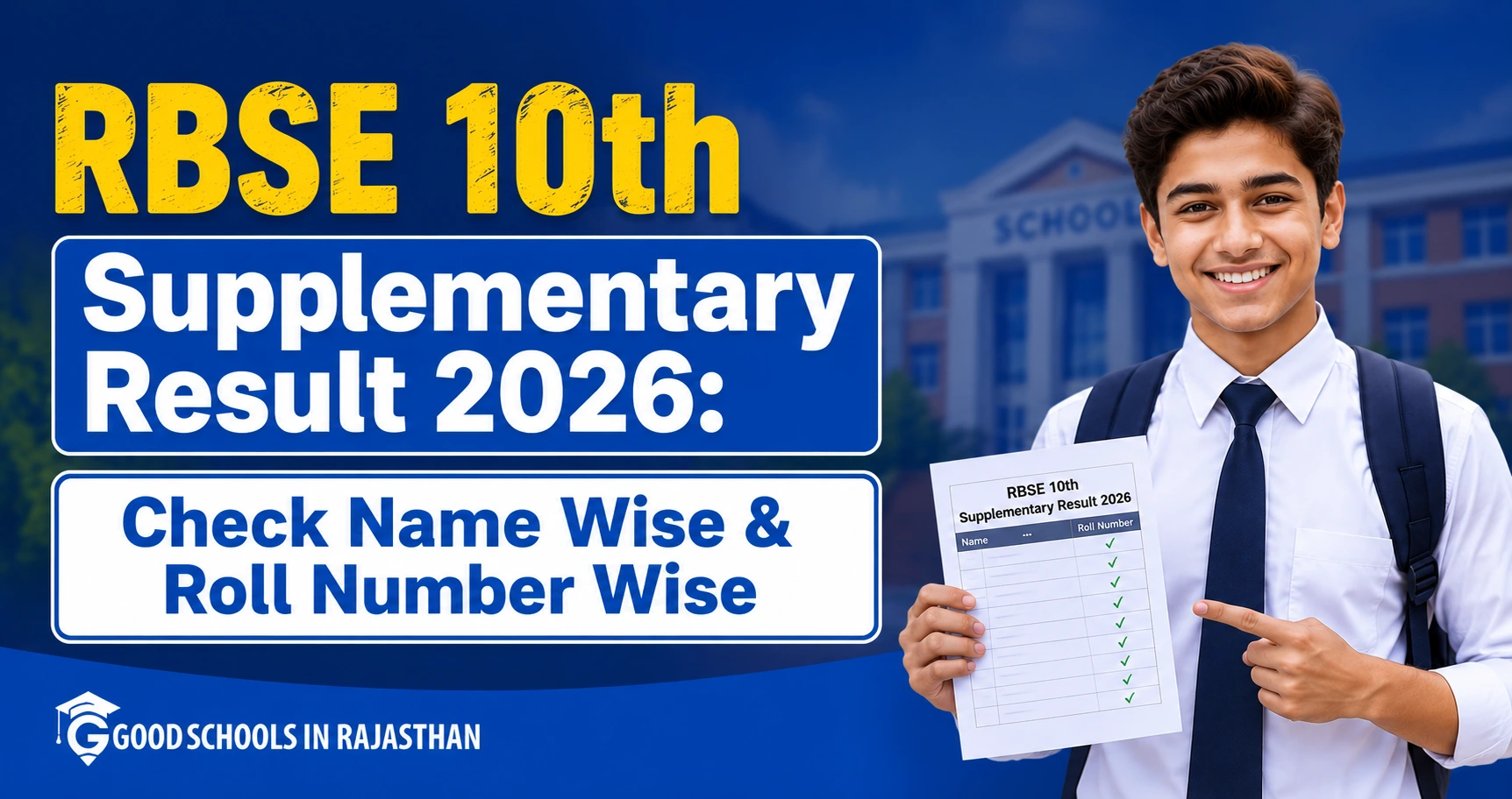 RBSE 10th Supplementary Result 2026 - Check Name Wise & Roll Number Wise | Rajasthan Board